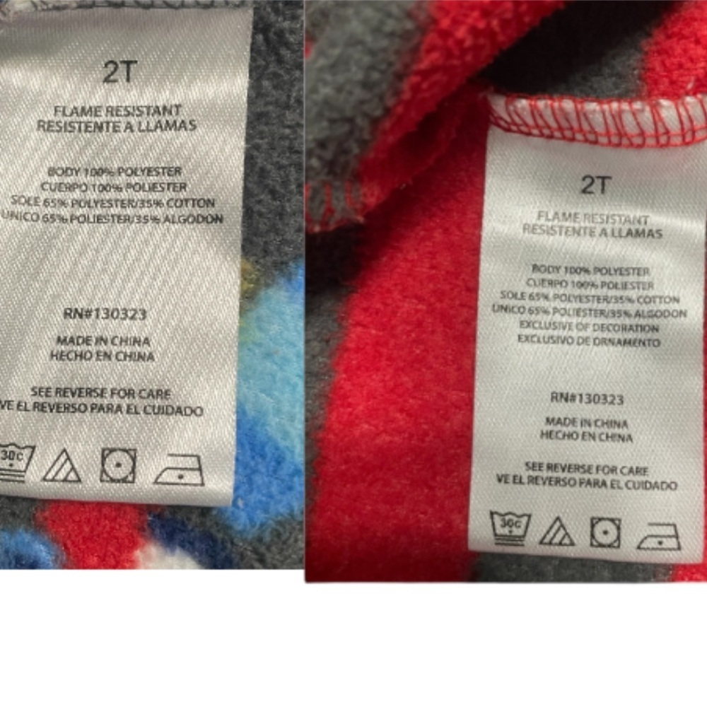 Kids Headquarters  Set of 2 Striped Red and Gray Kids One Piece Pajamas - Picture 3 of 8